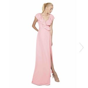 Joanna August pink wrap gown